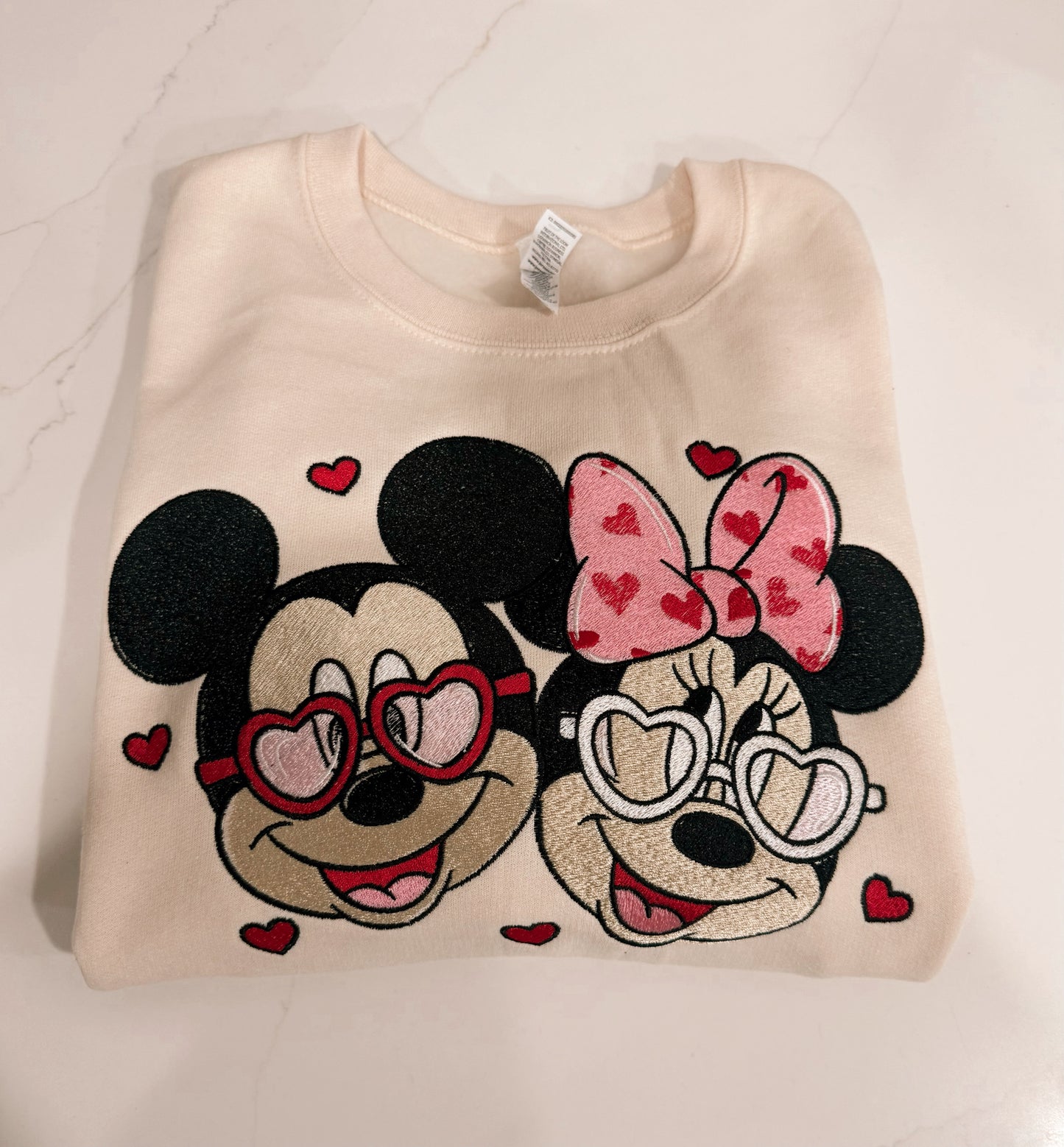 Mickey and Minnie Valentines Embroidered Crewneck