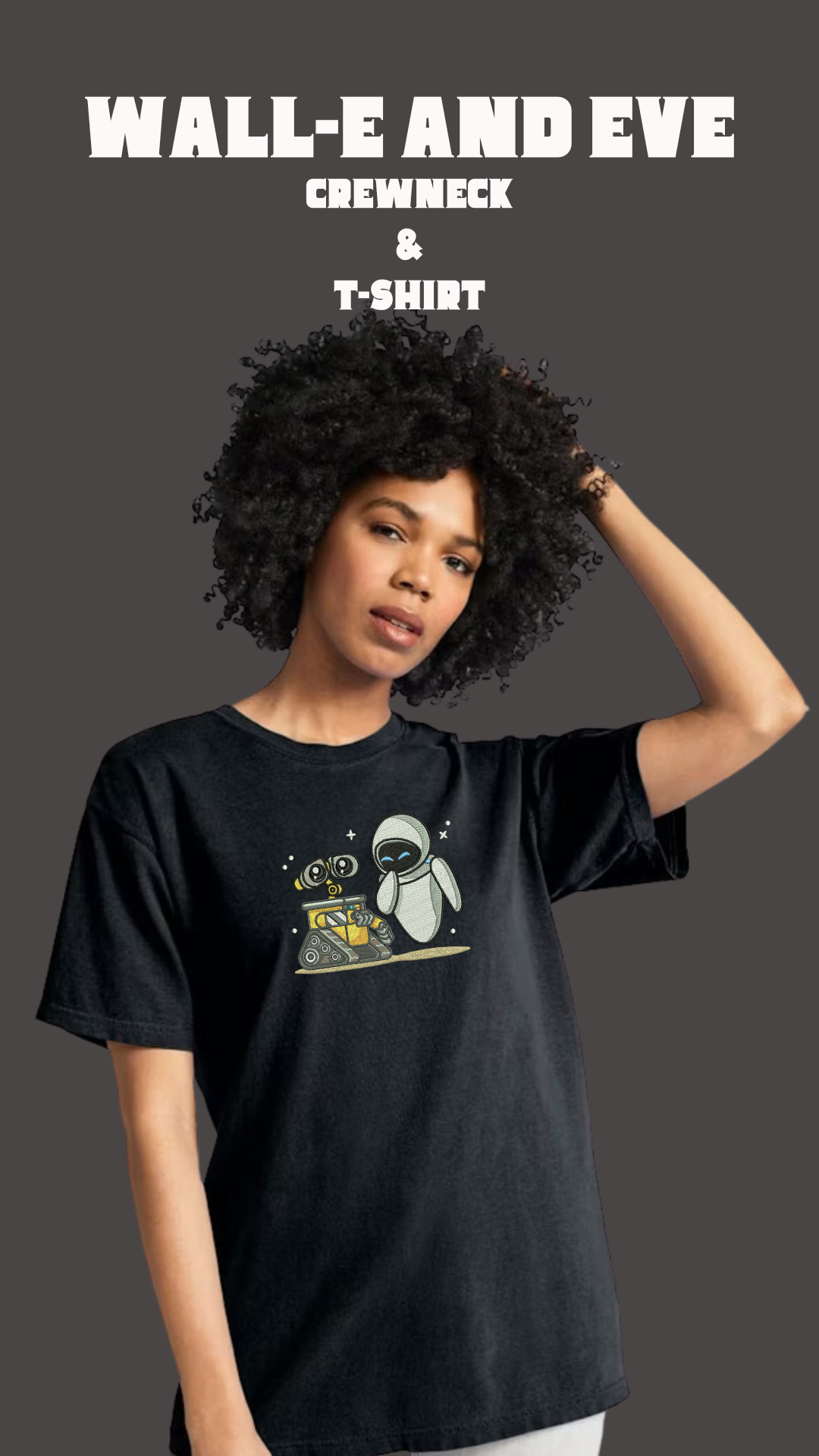 Wall-E and EVE Embroidered Crewneck/T-Shirt
