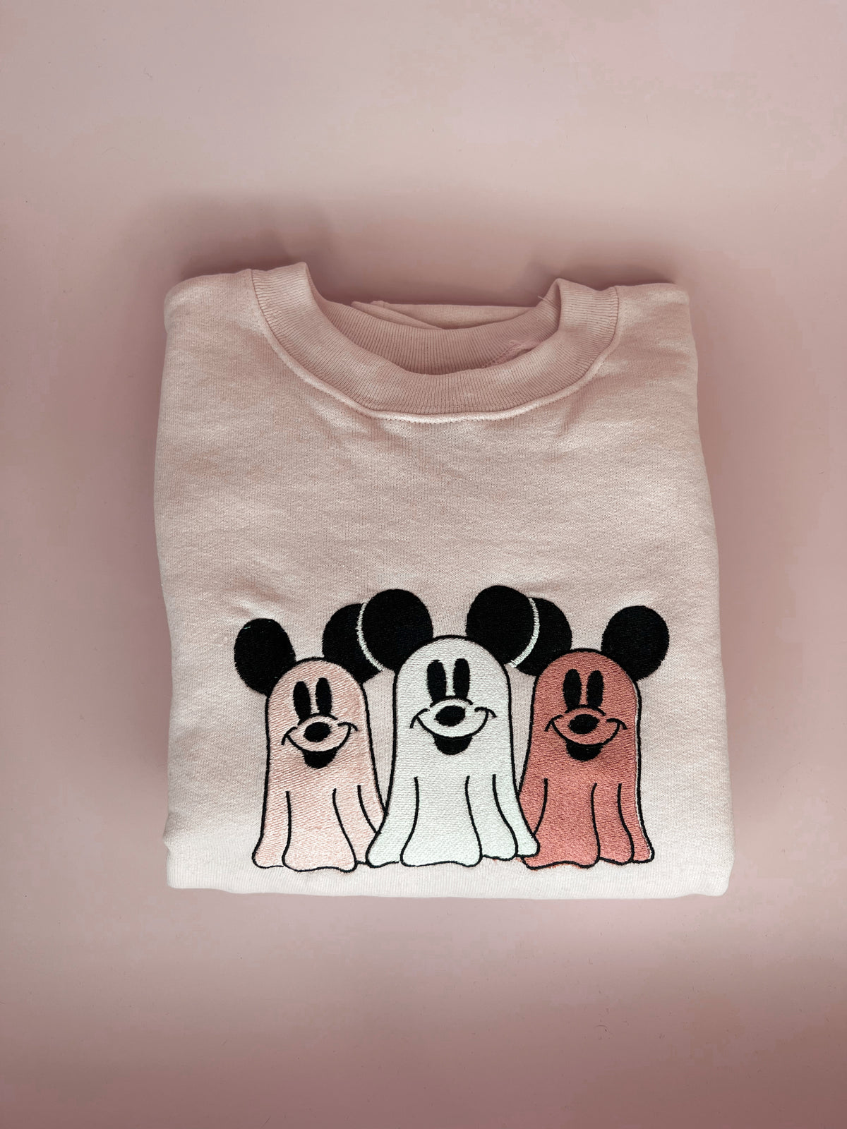 Pink Ghost Embroidered Crewneck