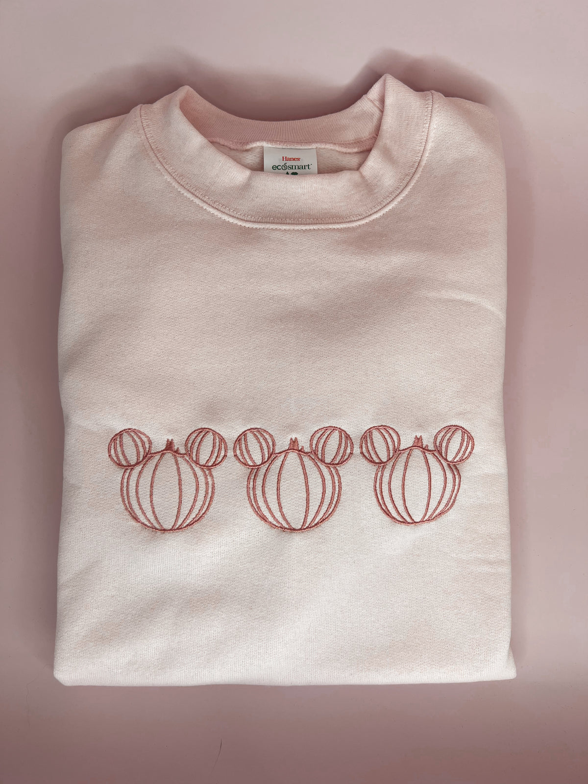 Minimalistic Pink Pumpkin Embroidered Crewneck