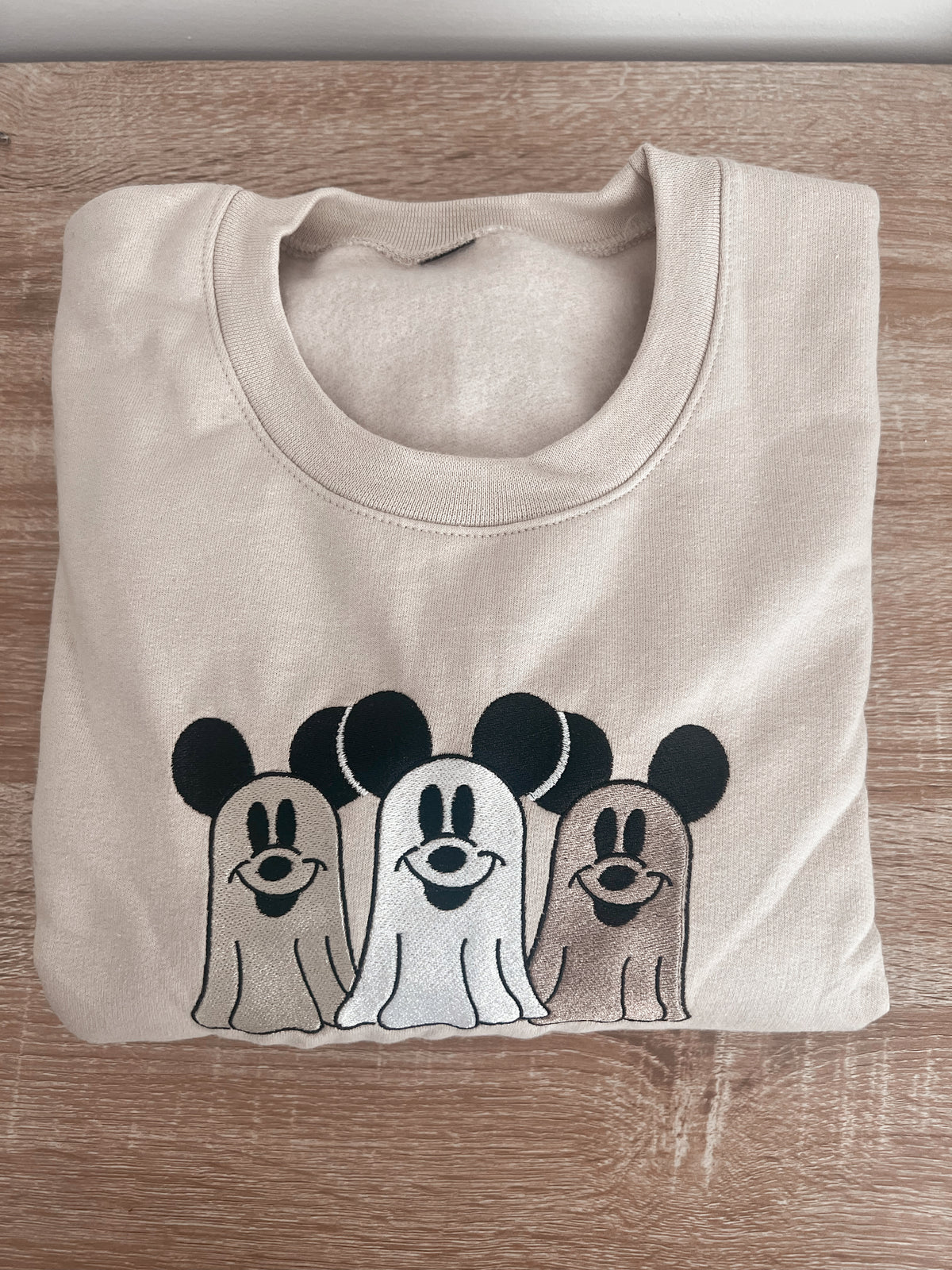 Neutral Ghost Embroidered Crewneck