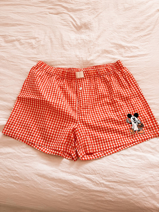 Mickey Ghost Peace Sign Embroidered Boxer Shorts