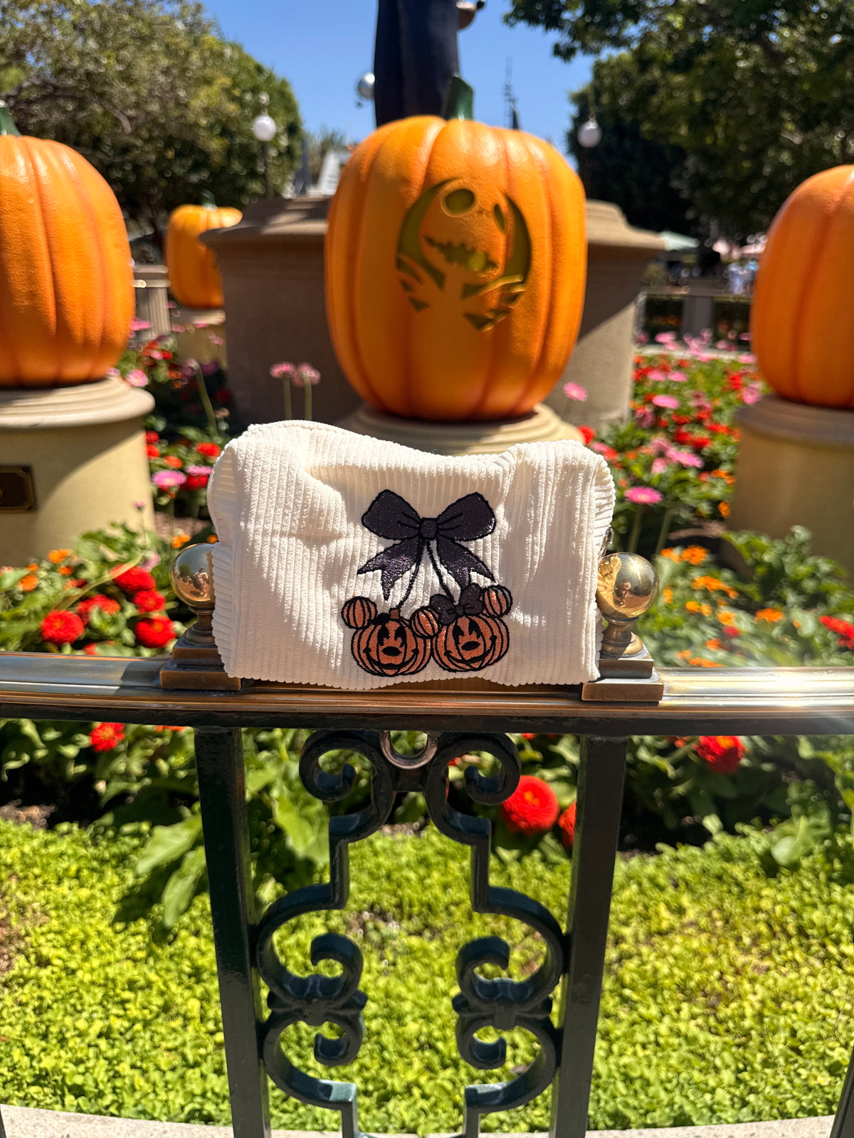 Mickey and Minnie Pumpkin Cherry Embroidered Zipper Pouch