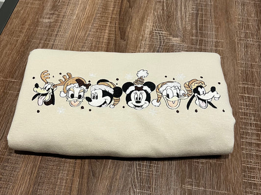 Neutral Main Mouse and his Friends Christmas Embroidered Crewneck