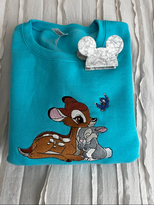 Bambi and Thumper Embroidered Crewneck