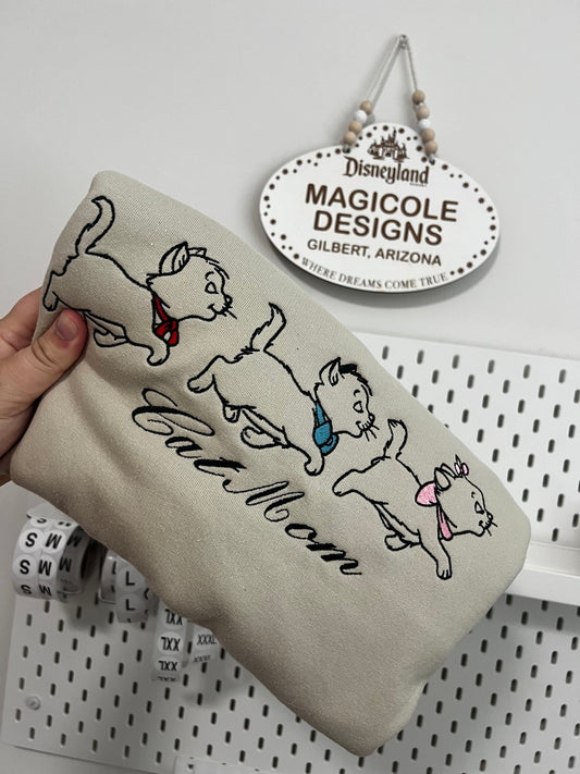 Cats Embroidered Crewneck