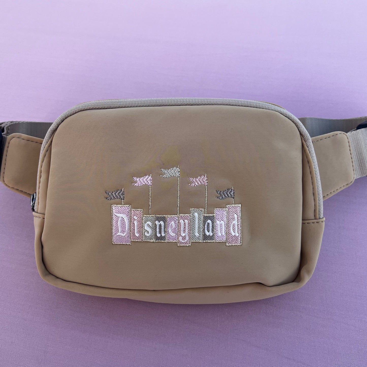 Neutral Disneyland Sign Embroidered Fanny Pack