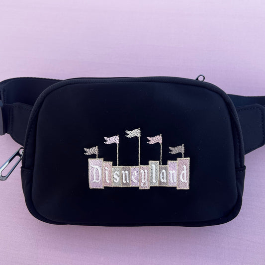 Neutral Disneyland Sign Embroidered Fanny Pack