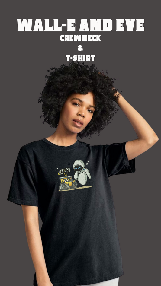Wall-E and EVE Embroidered Crewneck/T-Shirt