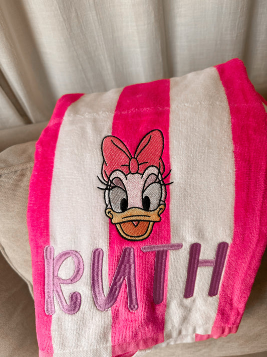 Daisy Duck Embroidered Beach Towel