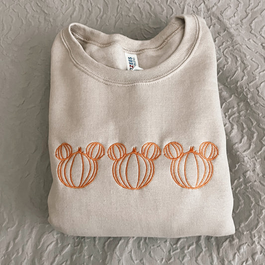 Classic Minimalistic Pumpkin Embroidered Crewneck