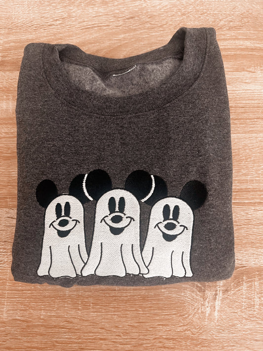 Classic Glow in the Dark Ghost Embroidered Crewneck